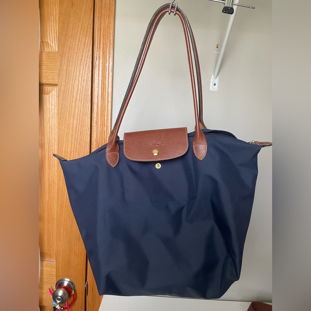 Large navy blue Longchamp tote. Barely used.